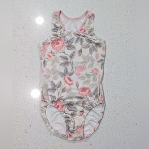 OPEN BACK GymGear Gymnastics Leotard ULTRA SOFT TS Small 16 ROSES & BUTTERFLIES